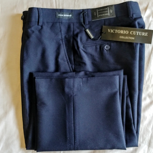 New Victori Future Navy Stain Defender Dress Pants - Picture 1 of 8